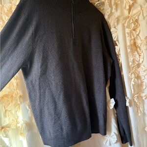 Nordstrom Men's Black Quarter-Zip Textured Sweater